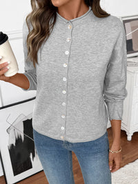 Button-Front Long Sleeve Cardigan