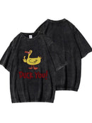 Stylish Duck Graphic Oversized T-Shirt for Comfort - 100% Polyester, Machine Washable - Store 42