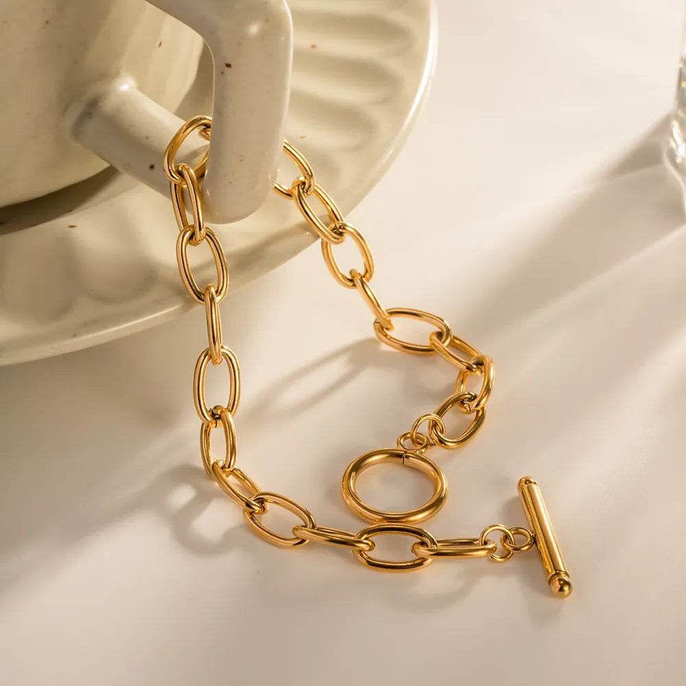 18K Gold-Plated Stainless Steel Toggle Chain Bracelet - Store 42