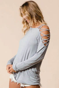 BiBi Jersey Knit One Shoulder Top with Criss Cross - Store 42