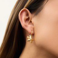 Vintage Gold Seashell & Starfish Drop Earrings