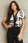 Perfee Printed Flutter Sleeve V-Neck Bodysuit - Store 42