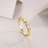 Elegant 925 Sterling Silver Moissanite Heart Ring - 0.12ct with 18K Gold-Plated Finish - Store 42