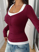 Scoop Neck Long Sleeve T-Shirt - Slightly Stretchy, 95% Polyester for Comfort, Easy Care - Store 42