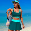 Scoop Neck Top and Skort Swim Set Deep Teal S