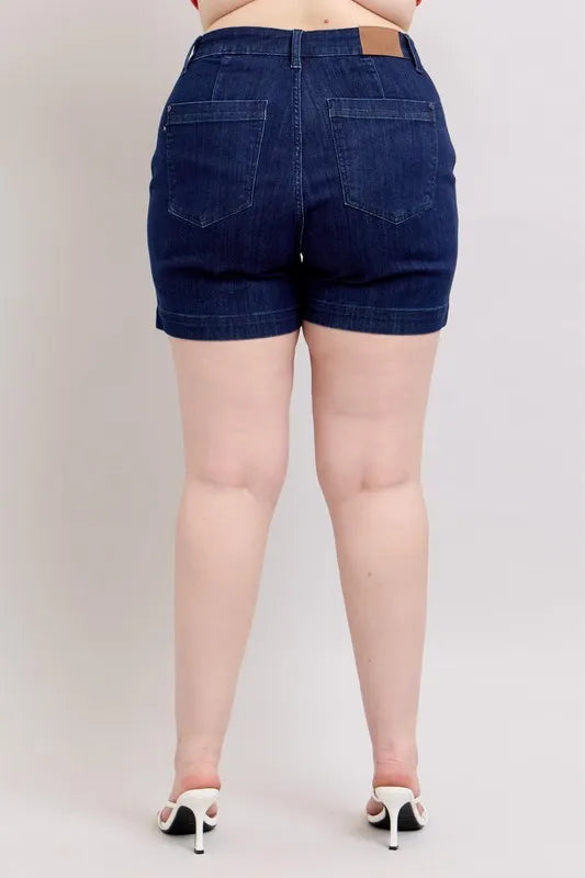 Judy Blue Plus Size High Waist Denim Shorts - Figure-Flattering, Versatile Style with Pockets