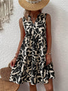 Full Size Printed Notched Sleeveless Mini Dress Plus Size - Store 42