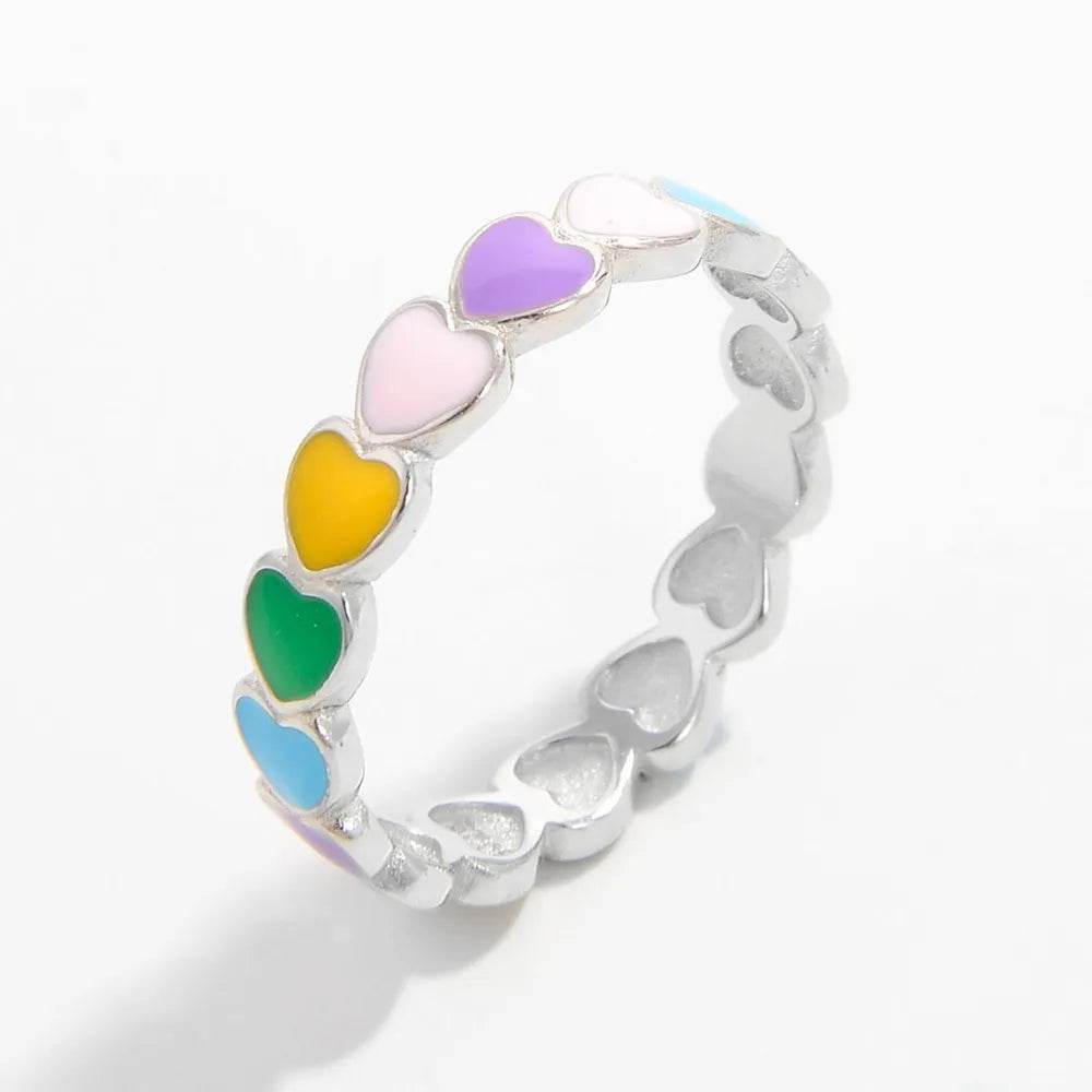 925 Sterling Silver Heart Ring with Drip Oil Finish – Elegant and Unique Design