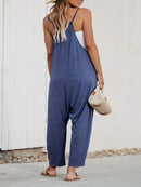 Loose Fit Spaghetti Strap Wide Leg Overalls with Pockets