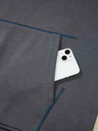 Star Patchwork Contrast Stitching Mineral Wash Kangaroo Pocket Hoodie
