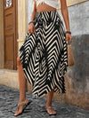 Asymmetrical Smocked Printed Skirt Black