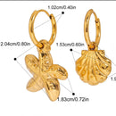 Vintage Gold Seashell & Starfish Drop Earrings