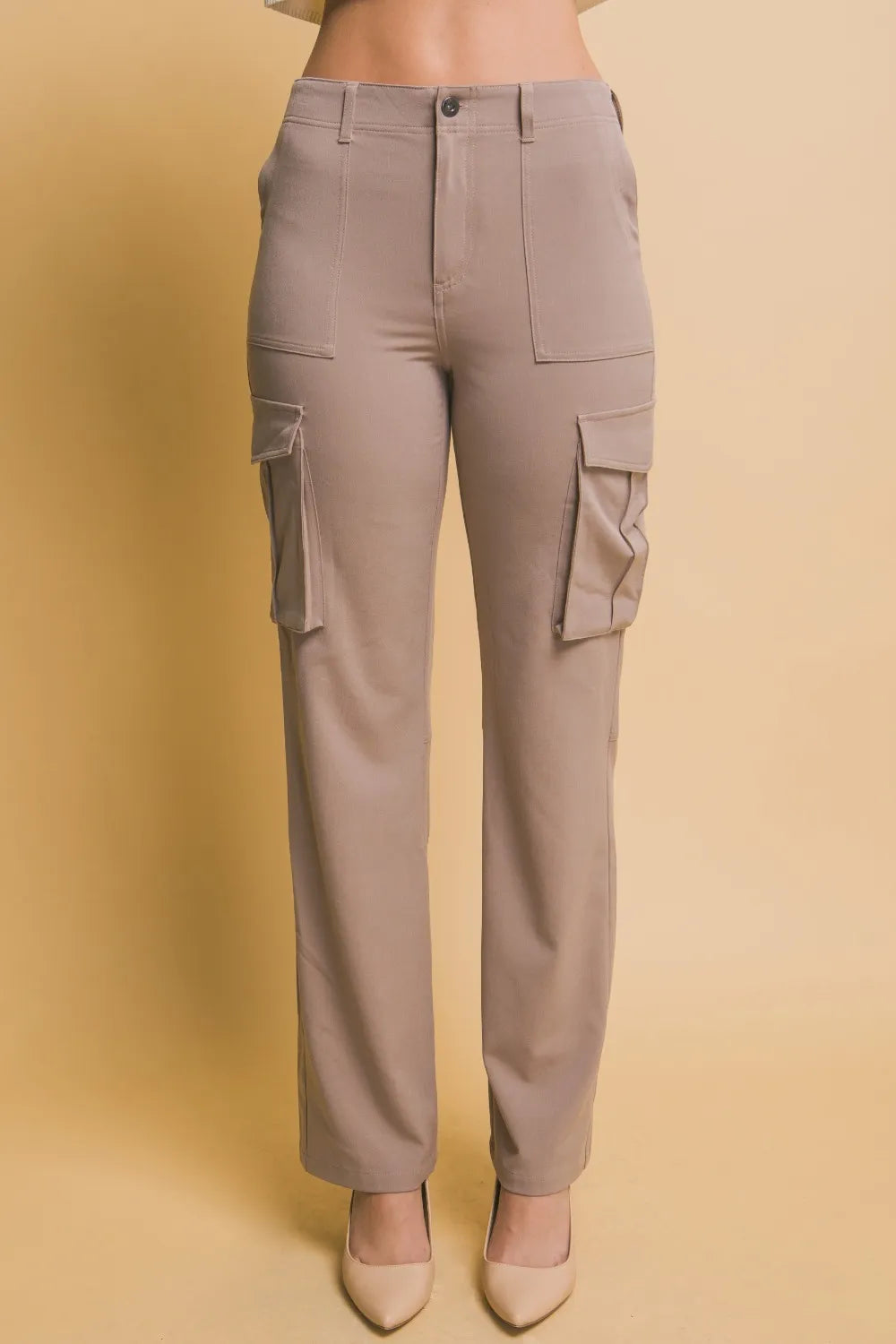 Love Tree High Rise Cargo Pants - Opaque Utility Style with Multiple Pockets for Comfort