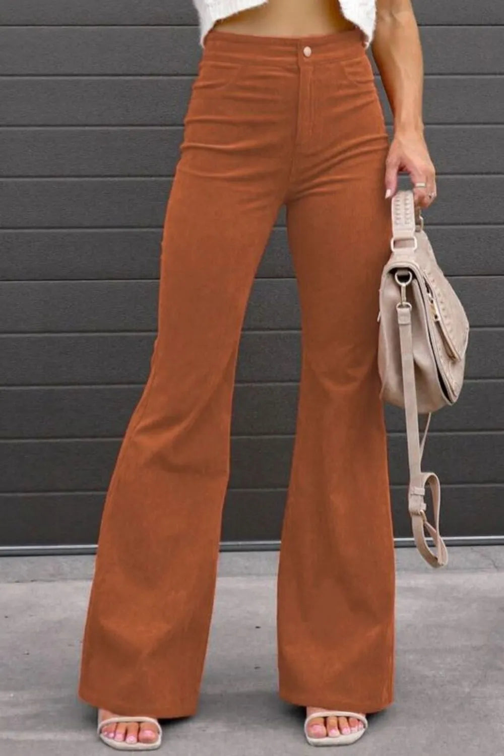 Plus Size High Waist Bootcut Pants for Women - Cotton Spandex Comfort Fit