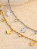 Elegant Stainless Steel Four Leaf Clover Bracelet - Hypoallergenic Good Luck Charm in Gold/Silver - Store 42