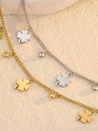 Elegant Stainless Steel Four Leaf Clover Bracelet - Hypoallergenic Good Luck Charm in Gold/Silver - Store 42