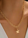 18K Gold-Plated Star Pendant Necklace with 16.5 Inch Chain - Trendy and Elegant Jewelry Accessory - Store 42