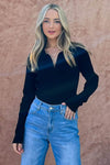 And The Why Full Size Johnny Collar Long Sleeve Ribbed Bodysuit - Store 42