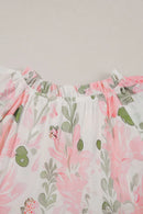 Floral Contrast Edge Layered Short Sleeve Mini Dress