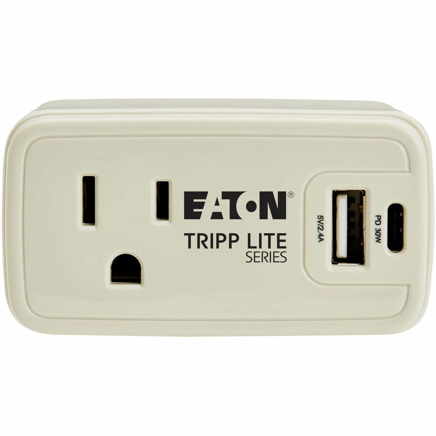 Eaton Power It! 1-Outlet Travel Power Strip with 3.4A USB-C & USB-A Charging, Gray