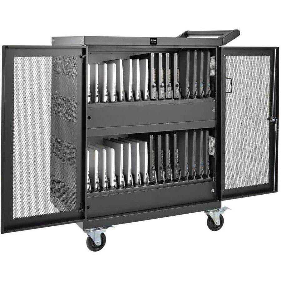 Eaton Tripp Lite 32-Outlet Locking Charging Cart with Mobility for Chromebooks & Laptops