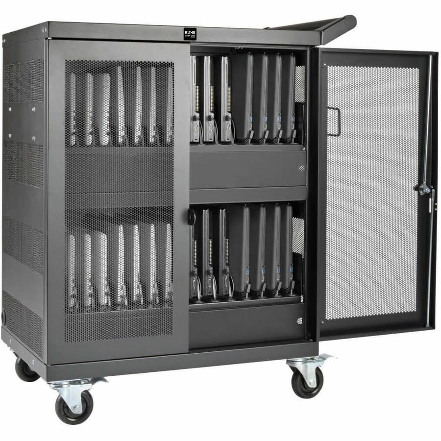 Eaton Tripp Lite 32-Outlet Locking Charging Cart with Mobility for Chromebooks & Laptops