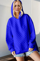 Double Take Full Size Texture Drop Shoulder Long Sleeve Hoodie Royal Blue