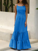 Tiered Maxi Cami Dress with Ruffled Hem