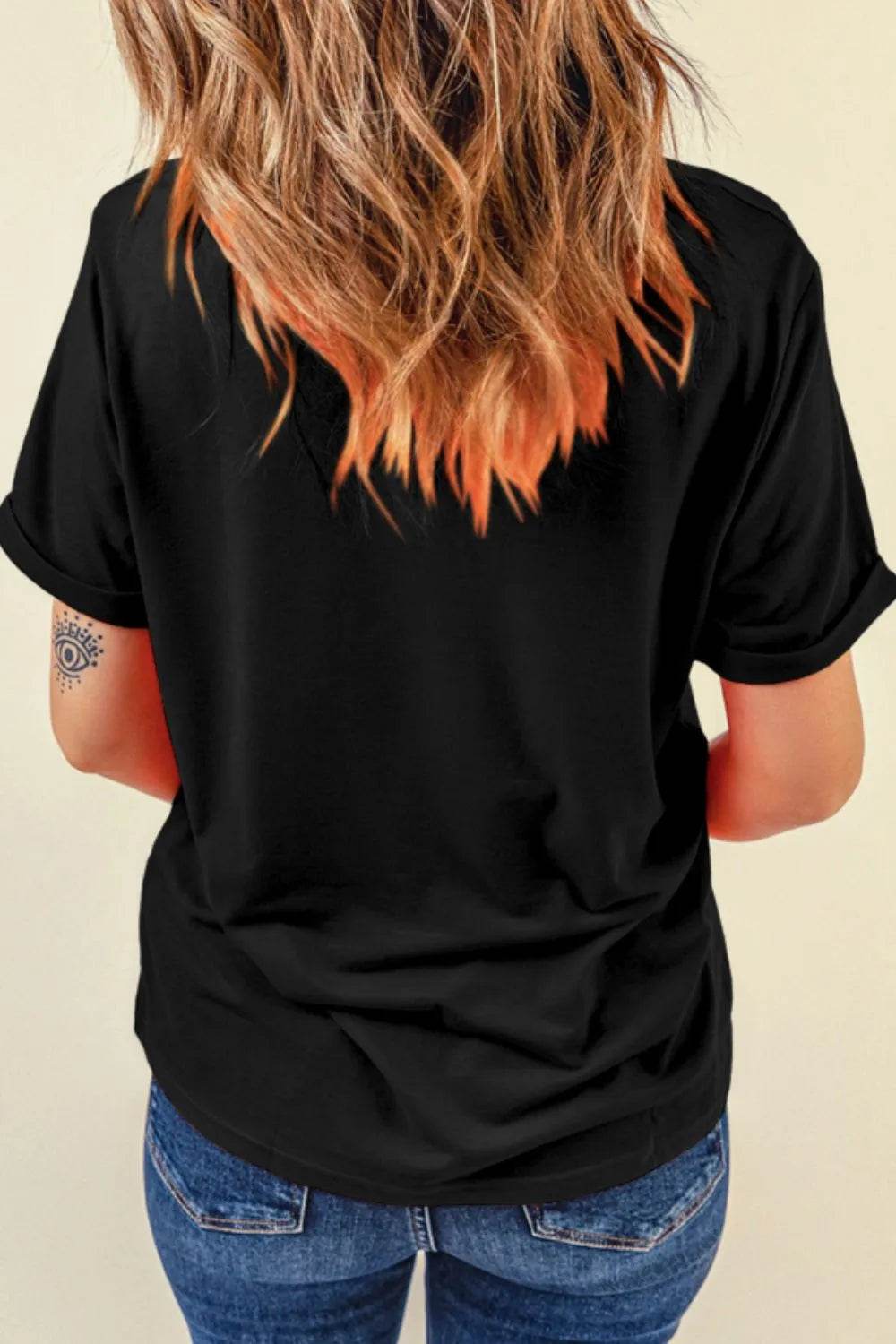 Slightly Stretchy Graphic Round Neck T-Shirt for Women - Short Sleeve Comfort Top - Store 42