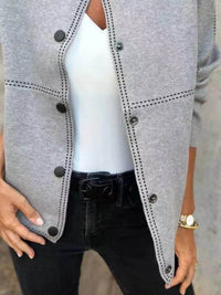 Full Size Button Up Long Sleeve Cardigan Plus Size - Store 42