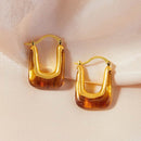 18K Gold-Plated Resin Copper U-Shaped Earrings - Elegant Lightweight Fashion Jewelry - Store 42