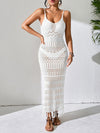Openwork Scoop Neck Cover-Up Dress White