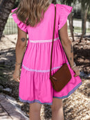 Ric Rac Colorblock Flutter Sleeve Tiered Dress