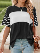 Stylish Color Block Striped Sleeve Casual T-Shirt for Everyday Comfort and Versatility - Store 42