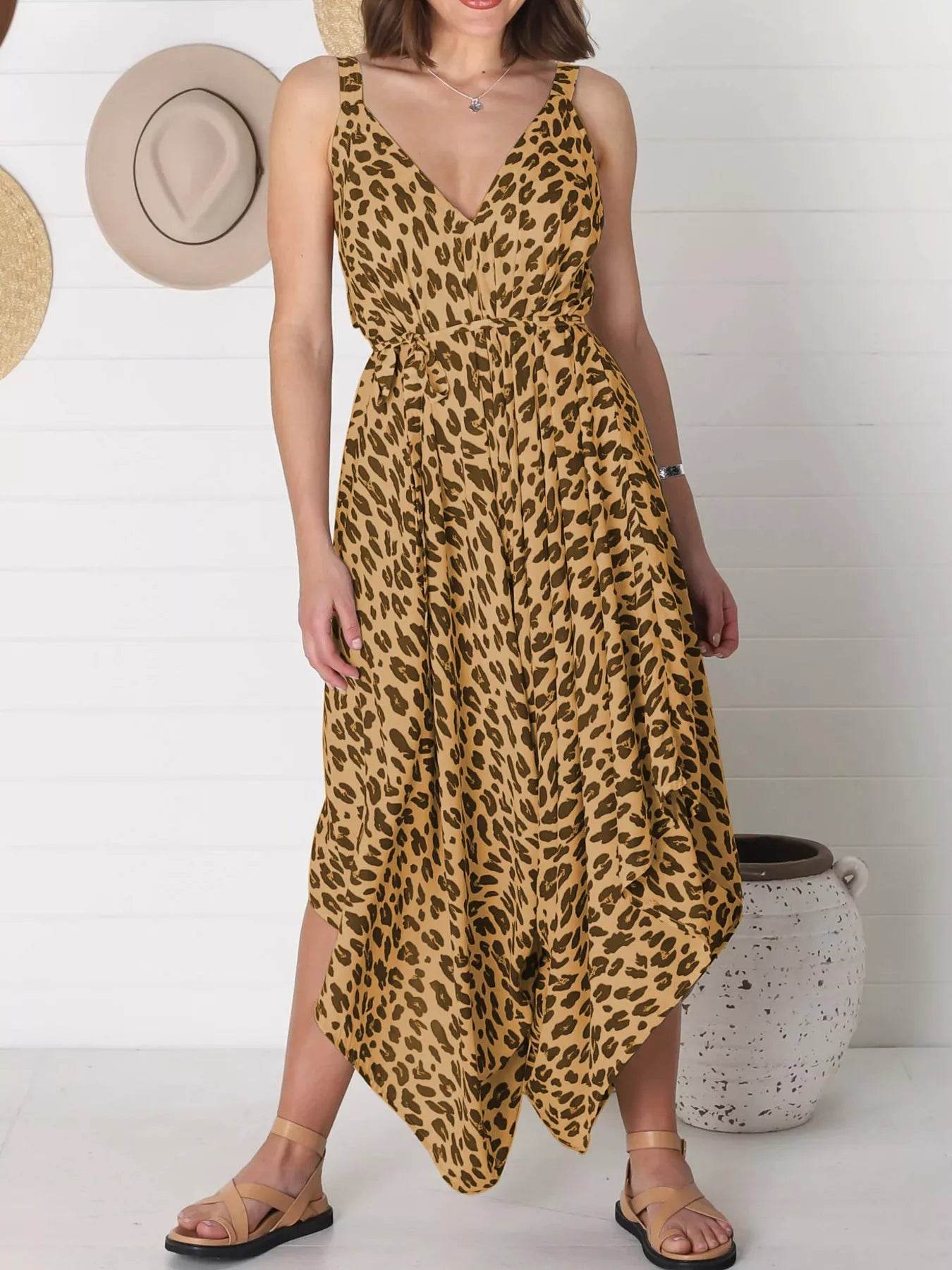 Full Size Leopard Print V-Neck Wide Leg Jumpsuit Plus Size - Store 42