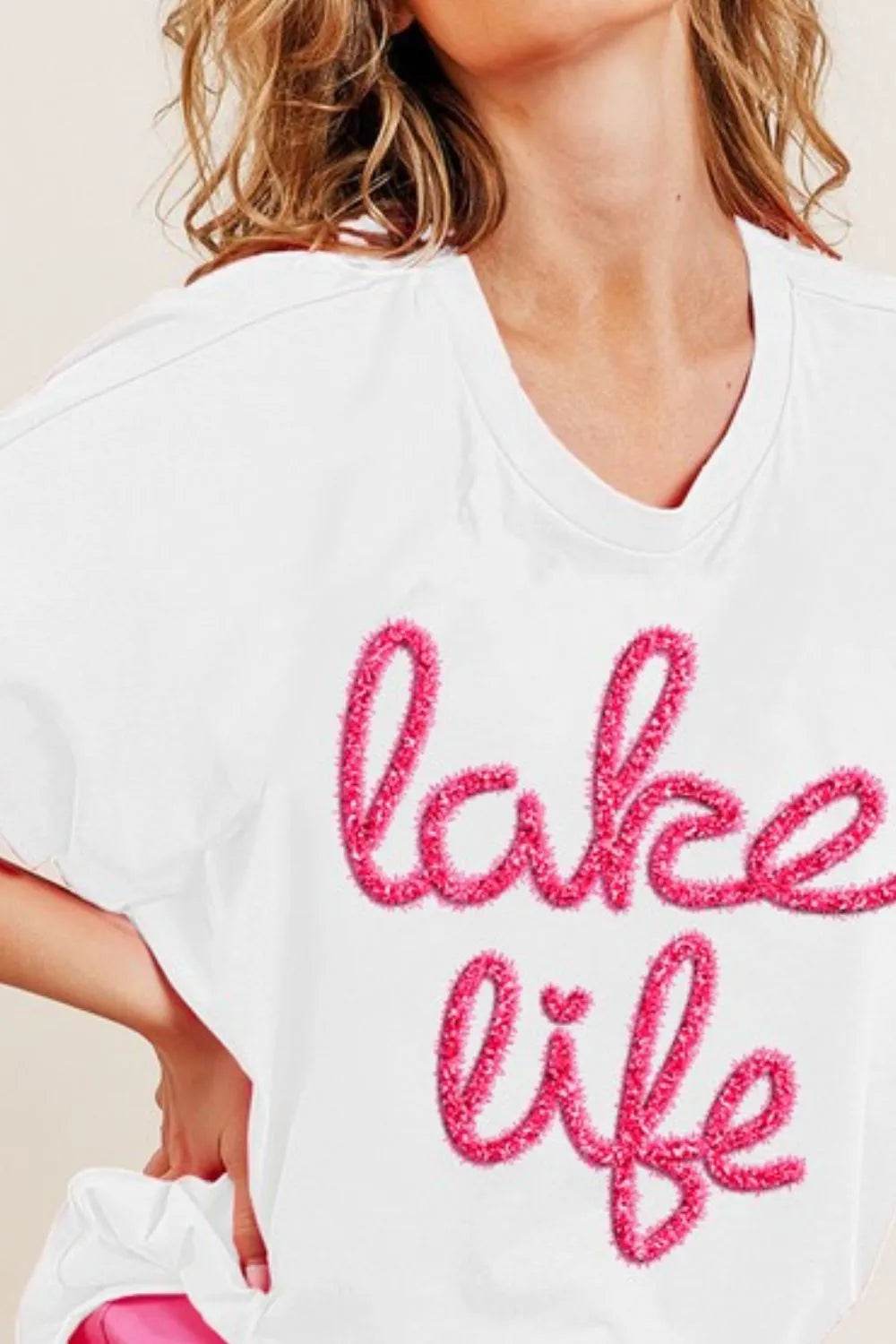 Trendy Metallic Letter Dolman Sleeve Top - Stylish & Chic 100% Cotton Casual Wear