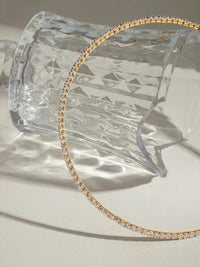 Elegant 18K Gold-Plated Stainless Steel Necklace with Zircon Inlay - Timeless Jewelry Piece - Store 42