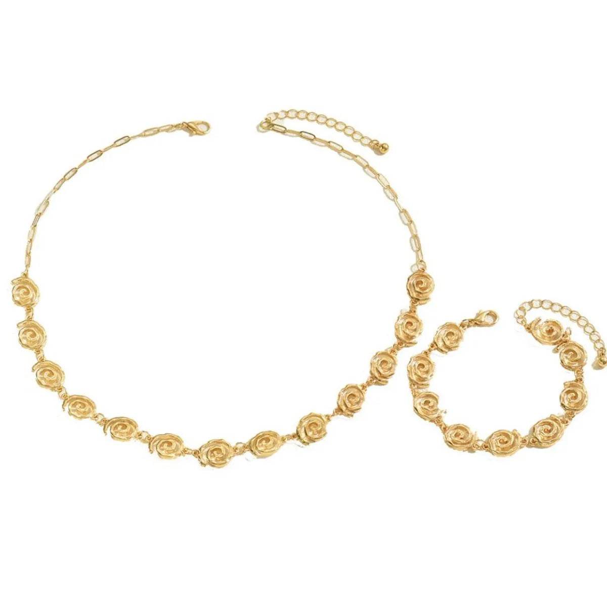18K Gold-Plated Spiral Neclace and Bracelet Jewelry Set - Store 42
