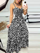Full Size Leopard Print Spaghetti Strap Maxi Dress Plus Size - Store 42