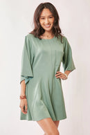 Davi & Dani Solid Draped Sleeve Ties Back Skort Romper SEAFOAM GREEN
