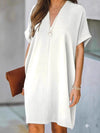 V-Neck Short Sleeves Dress White