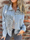 Full Size Leopard Button Up Denim Jacket Plus Size - Store 42