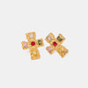 18K Gold-Plated Zircon Cross Earrings Gold Multi One Size