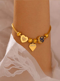 Elegant 18K Gold-Plated Stainless Steel Rhinestone Charm Bracelet with Adjustable Length - Store 42