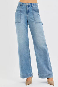 RISEN Full Size High Rise Straight Leg Jeans with Front Pockets Plus Size - Store 42