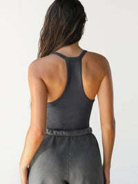 Ribbed V-Neck Halter Tank Top
