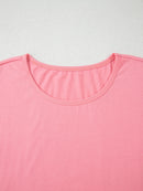 Ruffle Hem Round Neck Relaxed T-Shirt