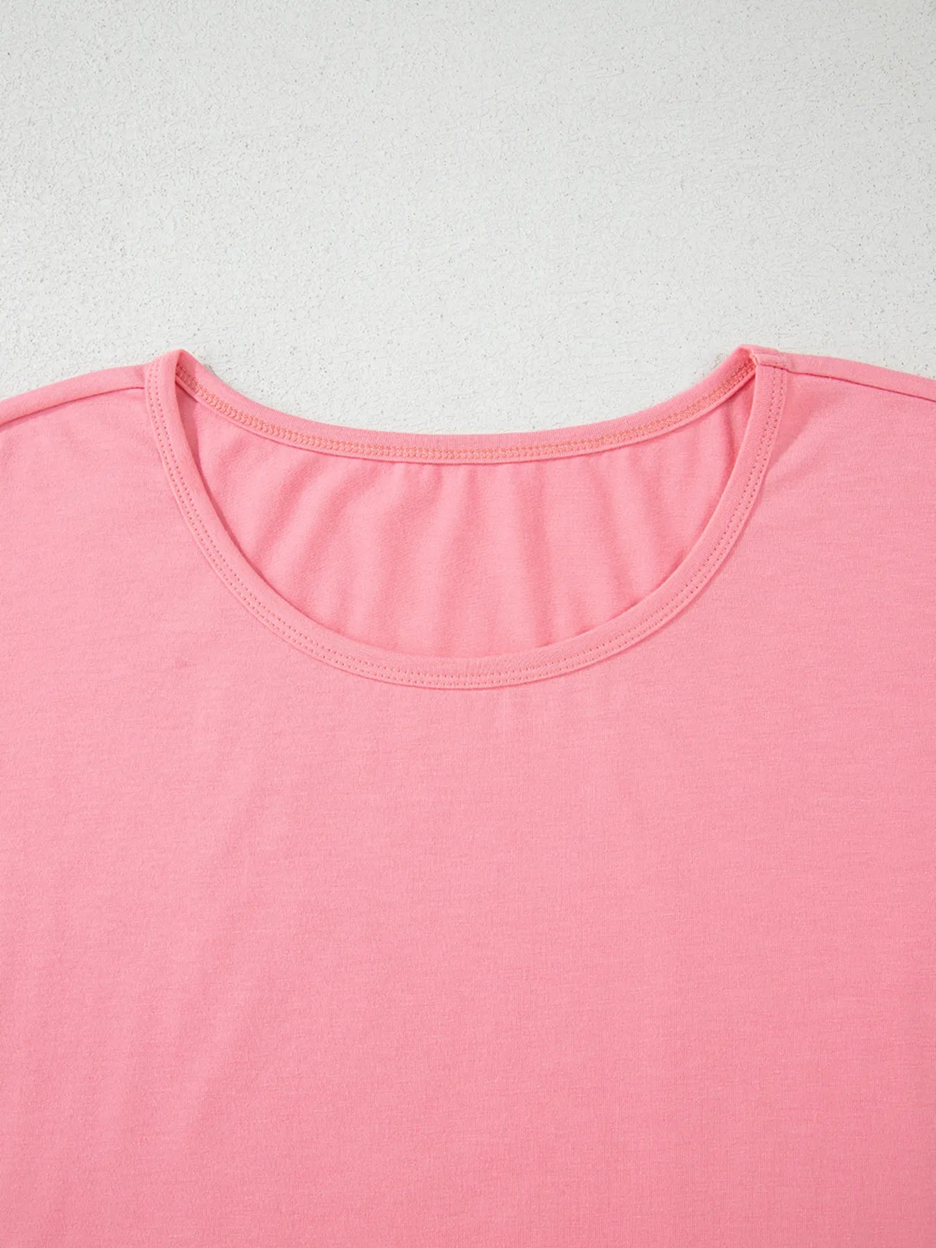 Ruffle Hem Round Neck Relaxed T-Shirt