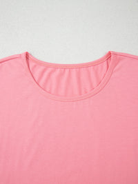 Ruffle Hem Round Neck Relaxed T-Shirt