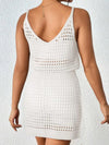 Openwork V-Neck Sleeveless Cover Up Dress White